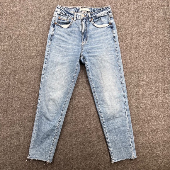 Garage Denim - Garage Denim Mom Jeans Light Wash High‎ Rise Raw Hem Blue Size 3 Cropped
